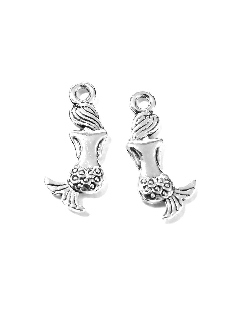 30PCS Mermaid charms pendant21x10mm Antique silver/Antique bronze DIY jewelry handmade base material image 4