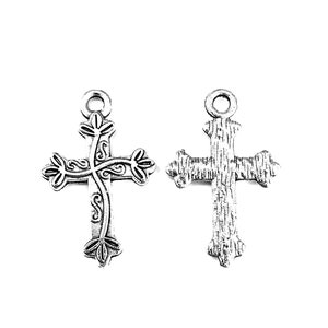 20 Stück Kreuz mit Blumen Charms Anhänger 16x25mm Antikes Silber DIY Schmuck handgemachtes Grundmaterial Bild 2