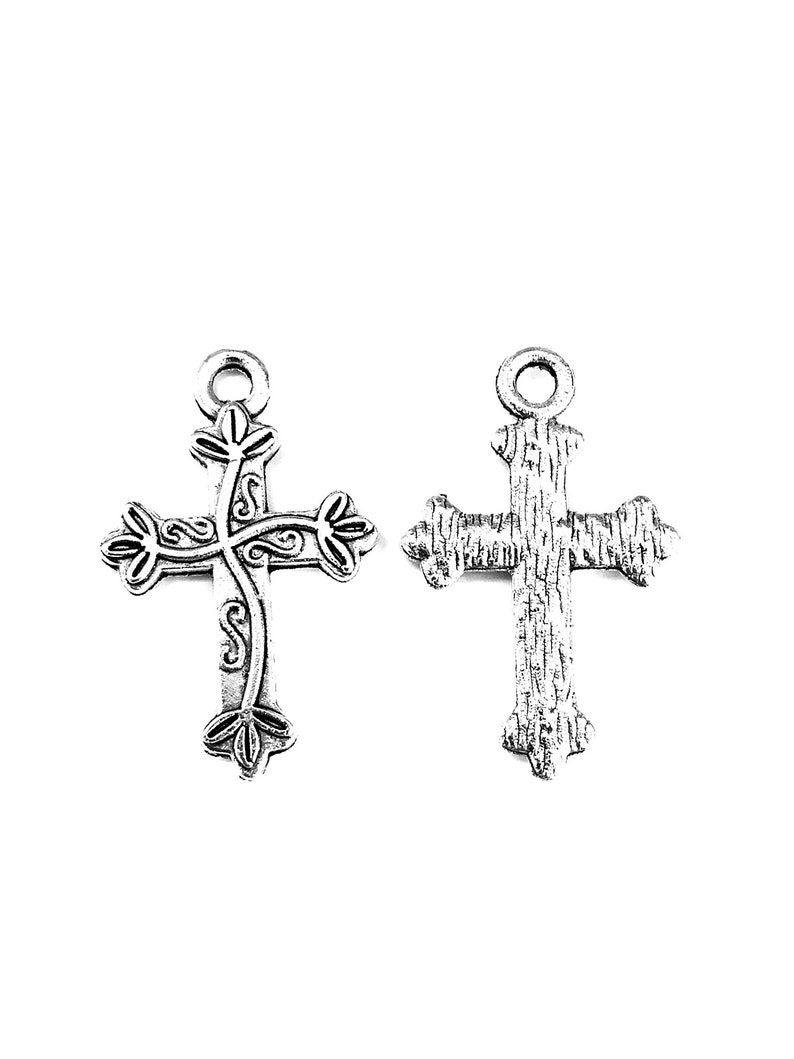 20 Stück Kreuz mit Blumen Charms Anhänger 16x25mm Antikes Silber DIY Schmuck handgemachtes Grundmaterial Bild 2