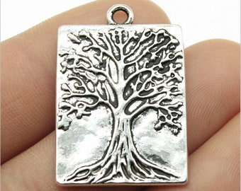 5 Stück Baum des Lebens Charms Anhänger --- 32x22mm Antik Silber / Antik Bronze DIY Schmuck machen Zubehör