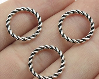 30 STKS Geweven ringen bedels --- 15 mm Antiek zilver DIY sieraden handgemaakt basismateriaal
