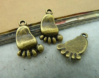 20pcs Feet Charms Pendant 10x18mm Antique Bronze DIY Jewelry Making Ornament Accessories