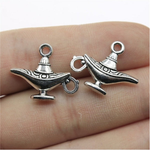 10PCS Aladdin lamps charms pendant---22x18mm Antique silver DIY jewelry handmade base material