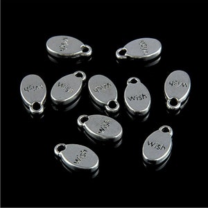 10pcs Letter Wish Hanging Tag Charms Pendant 15x8mm Antique silver DIY Jewelry Making Material image 4