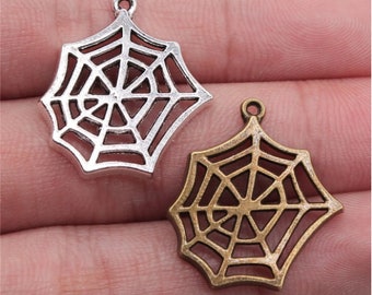 20Pcs Spider web charms pendant---25x23mm Antique silver/Antique bronze DIY jewelry handmade base material