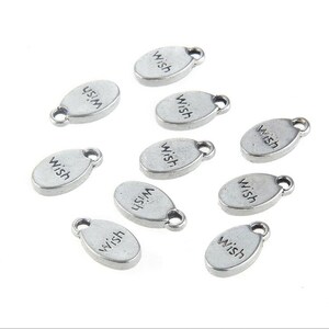 10pcs Letter Wish Hanging Tag Charms Pendant 15x8mm Antique silver DIY Jewelry Making Material image 3