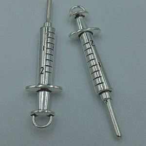 5PCS Syringe charms pendant62x6mm Antique silver DIY jewelry handmade base material image 7