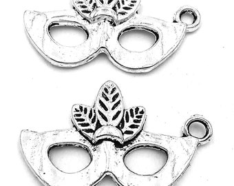 30pcs Party mask charms pendant---15x24mm Antique silver DIY jewelry handmade base material