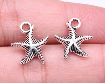 30pcs Starfish Charms Pendant---14x17mm Antique silver/Antique bronze DIY Jewelry Making Ornament Accessories