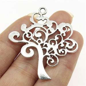 5pcs Peace tree charms pendant---42x37mm Antique silver DIY jewelry handmade base material