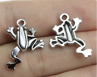 20 pingentes de sapo, 13 x 16 mm, prata antiga, base para confecção de bijuterias DIY.