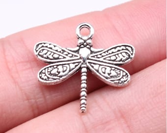 10pcs Dragonfly charms pendant---21x19mm Antique silver DIY jewelry handmade base material