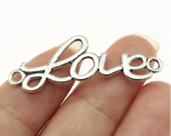 20pcs Love link charms---14x37mm Antique silver DIY jewelry handmade base material