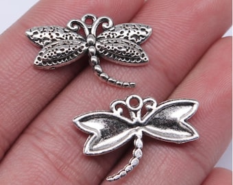 10st Dragonfly charms hanger --- 17x25mm Antiek zilver DIY sieraden handgemaakt basismateriaal