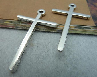 10pcs Cross Charms Pendant 30x48mm Antique Silver DIY Jewelry Making Ornament Accessories