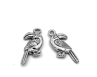 20pcs Parrot charms pendant---25x13mm Antique silver DIY Jewelry craft base material