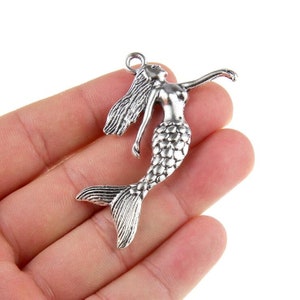 5pcs Mermaid charms pendant---57x53mm Antique silver DIY jewelry handmade base material
