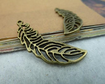 10pcs leaf Charms Pendant 13x36mm Bronze DIY Jewelry Making Ornament Accessories