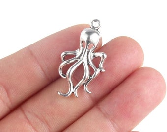 10PCS Octopus charms pendant---32x17mm Antique silver DIY jewelry handmade base material