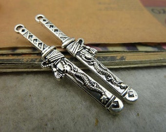 10pcs Sword with Dragon Charms Pendant 8x44mm Antique Silver DIY Jewelry Making Ornament Accessories