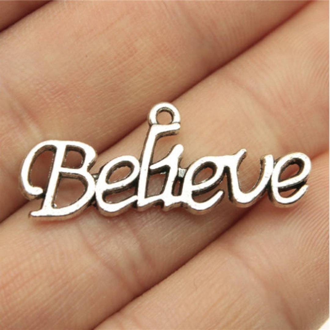 30PCS Believe Charms Pendant---33x13mm Antique Silver DIY Jewelry ...