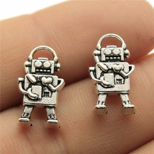 20pcs Robot charms pendant---17x9mm Antique silver/Antique bronze DIY jewelry handmade base material