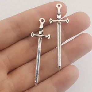 20pcs Sword Charms Pendant 16x55mm Antique Silver/Bronze DIY Jewelry Accessories