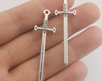 20pcs Sword Charms Pendant 16x55mm Antique Silver/Bronze DIY Jewelry Accessories