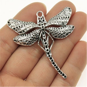 10pcs Dragonfly Charms Pendant 50x55mm Antique Silver DIY Jewelry Making Ornament Accessories