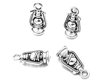 40 pièces pendentif à breloques vieilles lampes à huile ---16x8x6mm argent antique bijoux à bricoler soi-même matériau de base