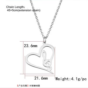 Stainless steel love music notation pendant necklace2 colors free choice image 5