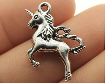 5 pièces pendentif à breloques licorne --- 39x27 mm bijoux à bricoler soi-même en argent antique matériau de base fait main