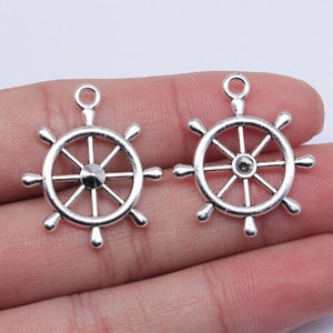 10pcs Rudder charms pendant---28x24mm Antique silver DIY jewelry handmade base material