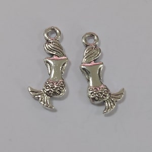 30PCS Mermaid charms pendant21x10mm Antique silver/Antique bronze DIY jewelry handmade base material image 7