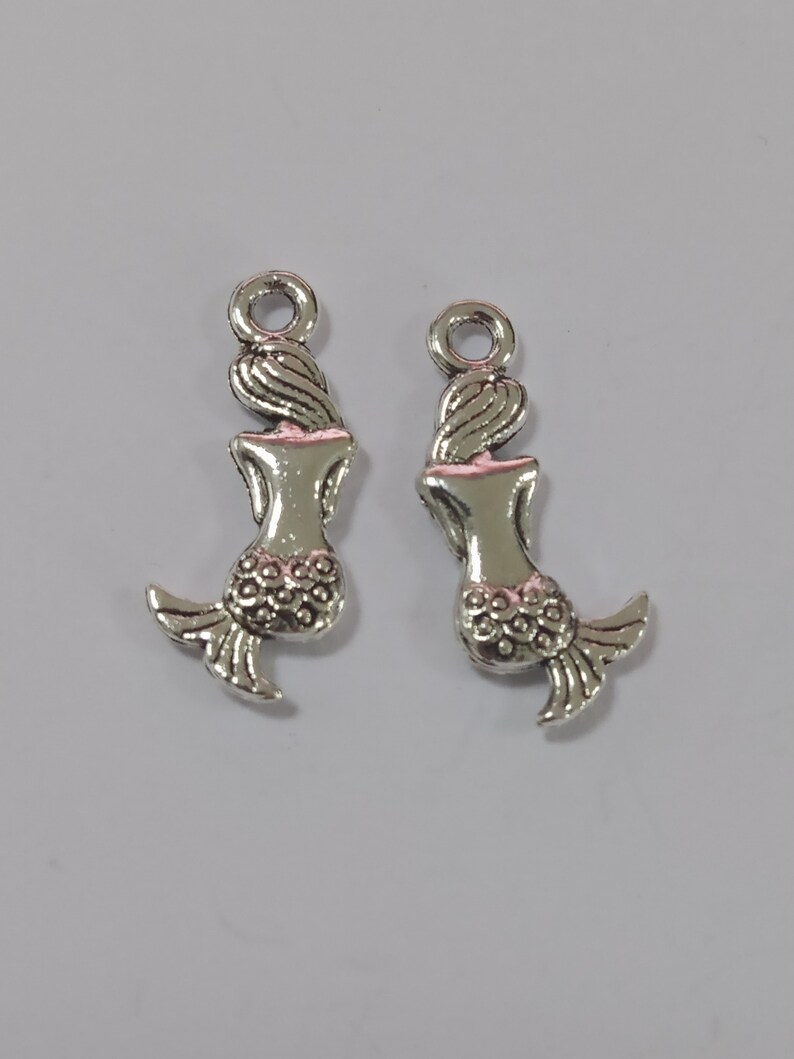 30PCS Mermaid charms pendant21x10mm Antique silver/Antique bronze DIY jewelry handmade base material image 7