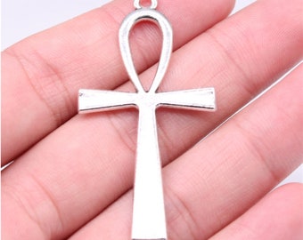 10pcs Cross charms pendant---52x28mm Antique silver/Antique bronze DIY jewelry handmade base material