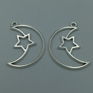 10pcs Moon and Star charms pendant36x25mm Antique silver DIY jewelry handmade base material image 10