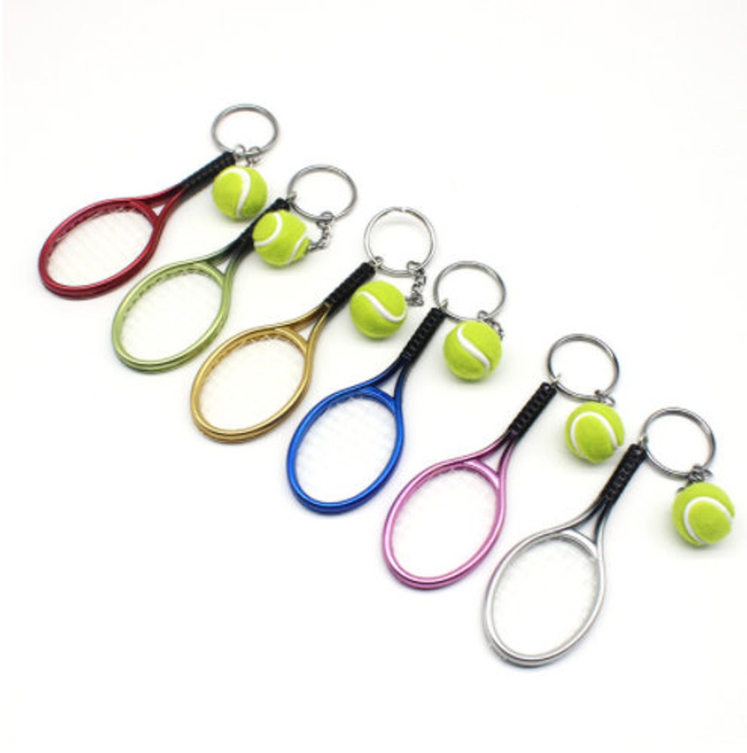 Tennis Racket & Ball Keychains for Children Gift Miniature Garden Sport
