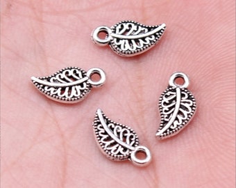 50pcs leaves charms pendant---18x10mm Antique silver DIY jewelry handmade base material