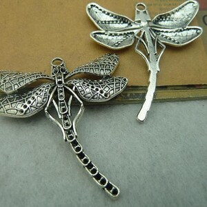 10pcs Dragonfly Charms Pendant 50x55mm Antique Silver DIY Jewelry Making Ornament Accessories image 2