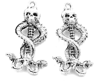 5PCS Skull Scepter charms pendant---37x20mm Antique silver DIY jewelry handmade base material