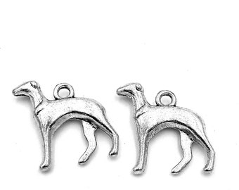 20 Stück Hound Charme Anhänger --- 20x20mm Antikes Silber DIY Schmuck handgemachtes Grundmaterial