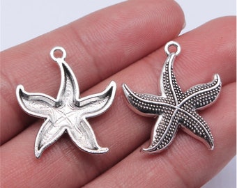 5pcs starfish charms pendant---50x43mm Antique silver DIY jewelry handmade base material