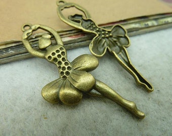 20pcs Ballet Girl Dancers Charms Pendant 20x50mm Bronze DIY Jewelry Making Ornament Accessories