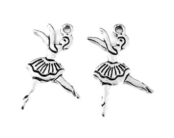 20 Stück Balletttänzer Charms Anhänger---27x23mm Antik Silber DIY Schmuck handgefertigtes Basismaterial