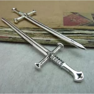 10pcs Sword Charms 25x88mm Antique Silver/Bronze DIY Jewelry Accessories image 2