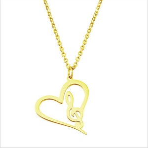 Stainless steel love music notation pendant necklace2 colors free choice image 2