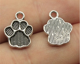 30PCS Bear's paw charms Footprints pendant---15x12mm Antique silver DIY jewelry handmade base material