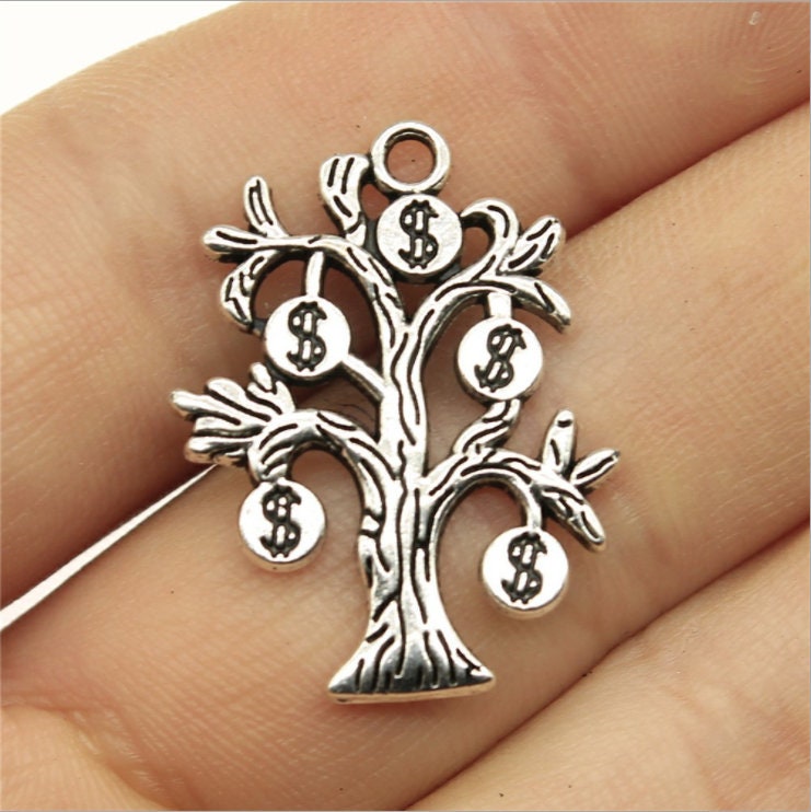 Batman Keychain Money Tree Charm Pendant  "Money Does Grow On Trees" 100  Dollar Silver Tone Keychain Or Necklace Gift