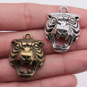 5pcs Tigers charms pendant 31x24x12mm antique silver/antique bronze DIY Jewelry Making Findings